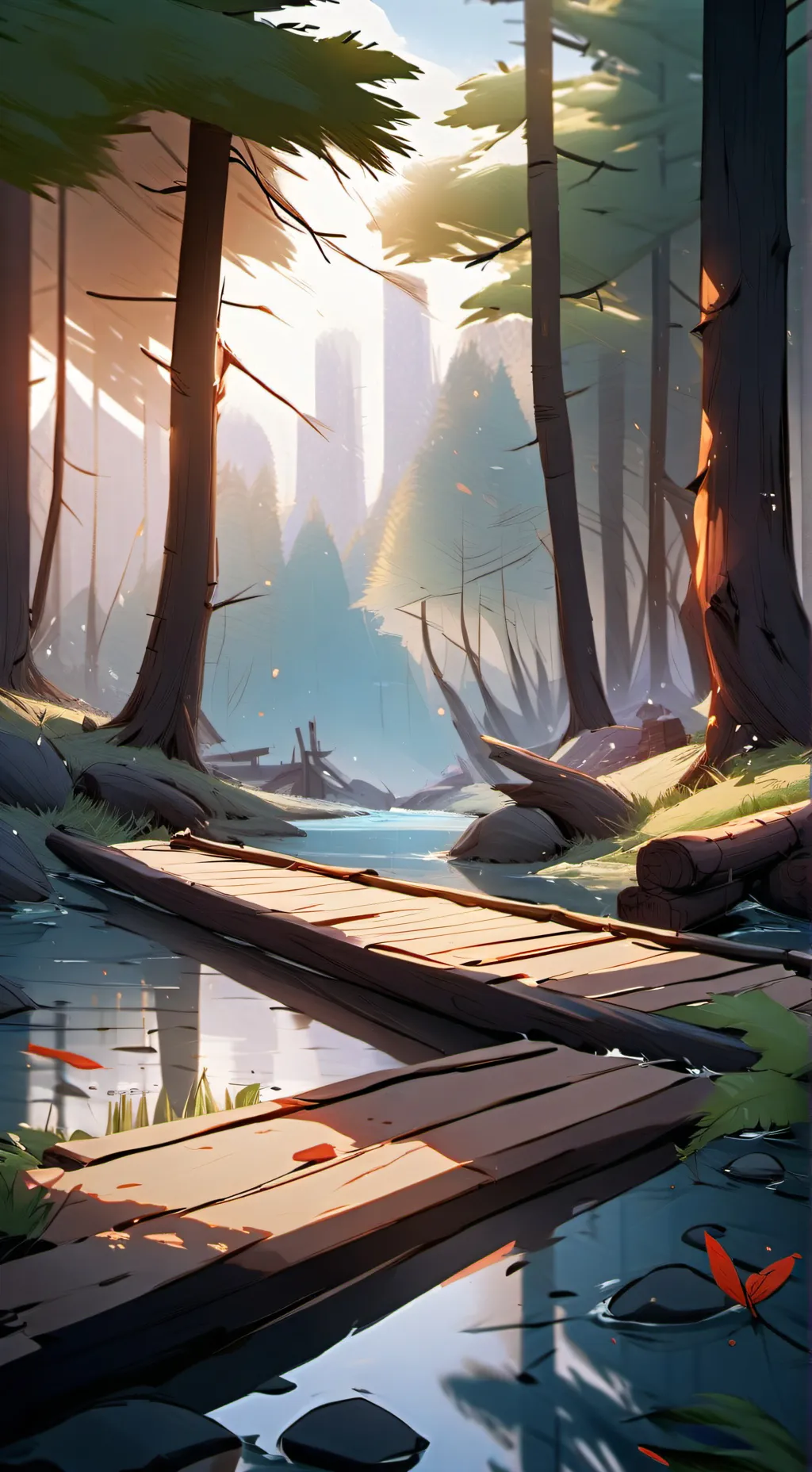 ai character: Forest flood background