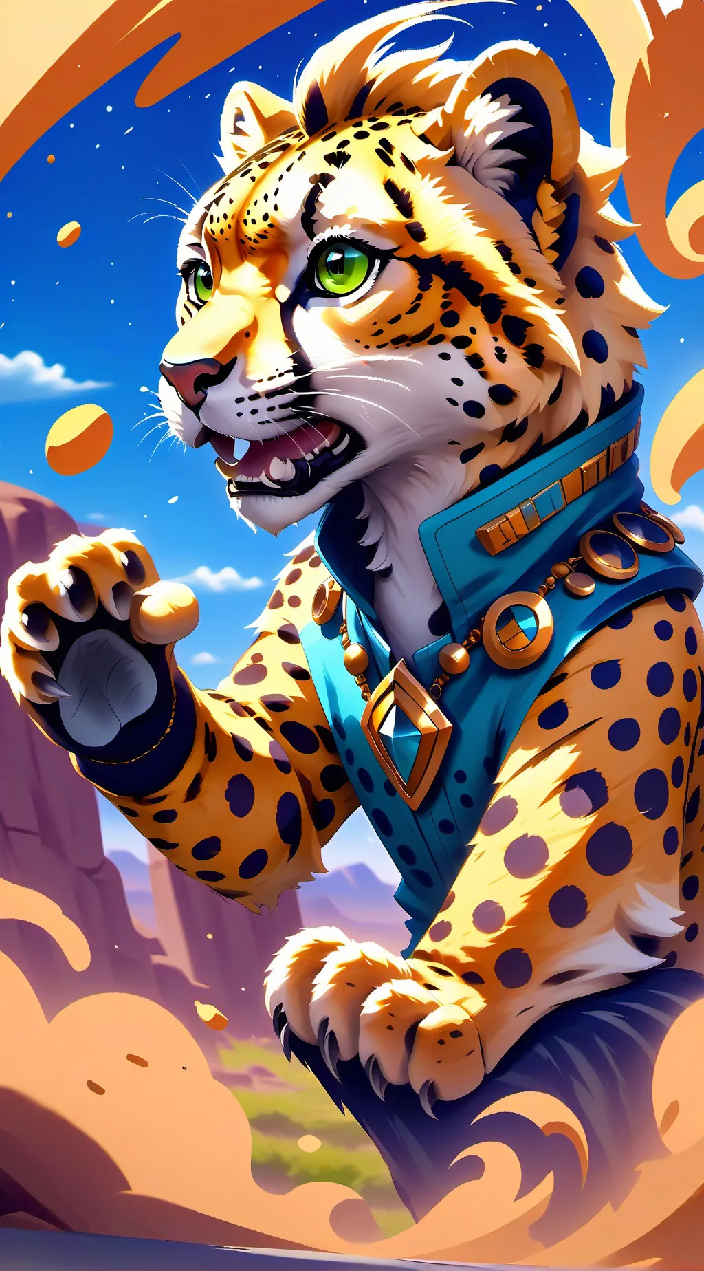ai character: 🐆⚡️Jacky⚡️🐆 background