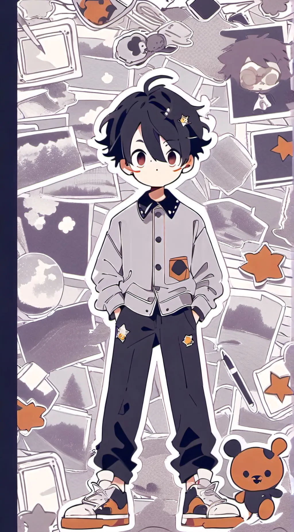 ai character: PaperBalloon  background