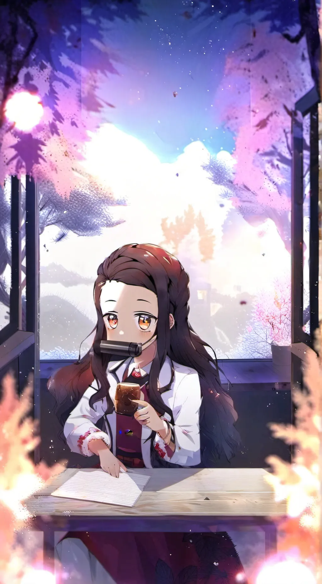 ai character: Nezuko 💮🤘🏻🌸 background