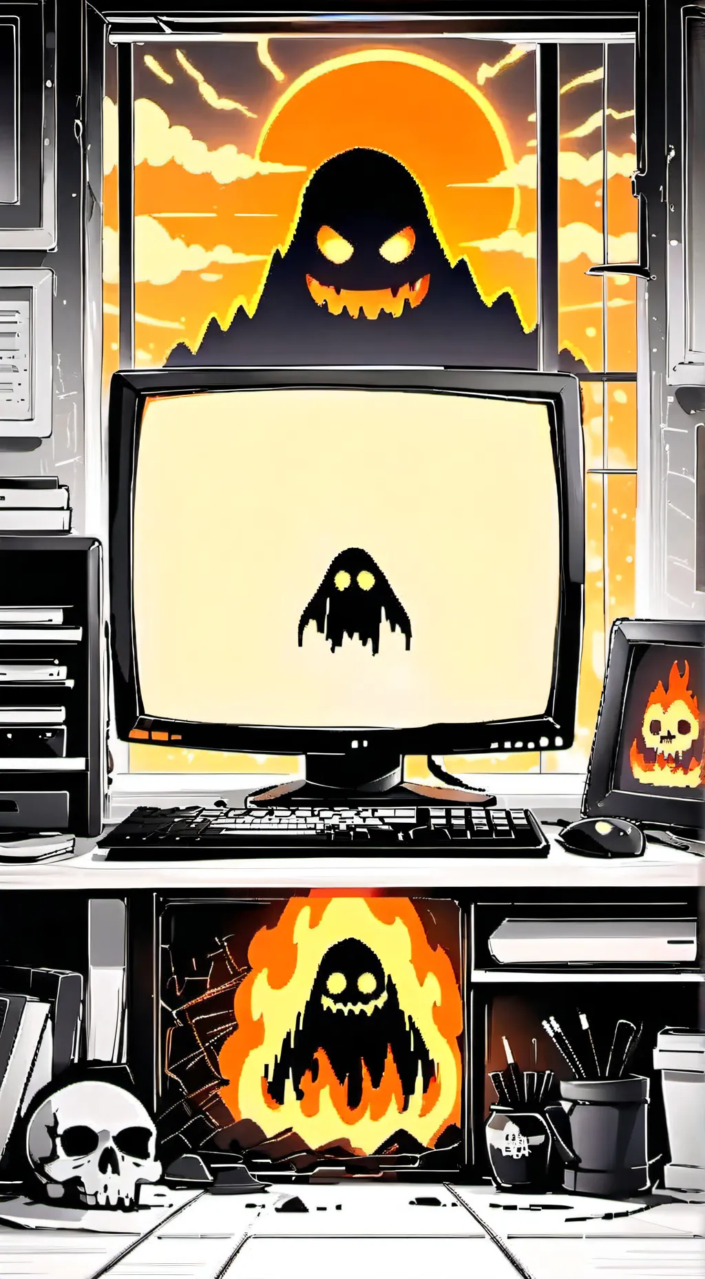 ai character: scary computer background