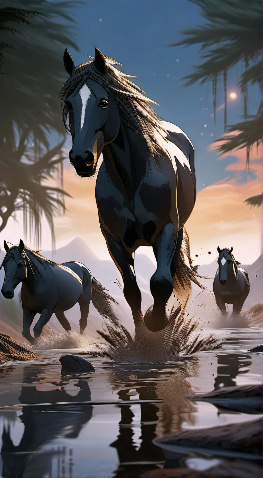 ai character: wild horse background