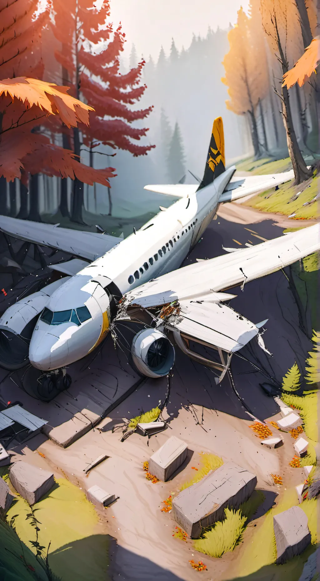 ai character: Rainy falls background