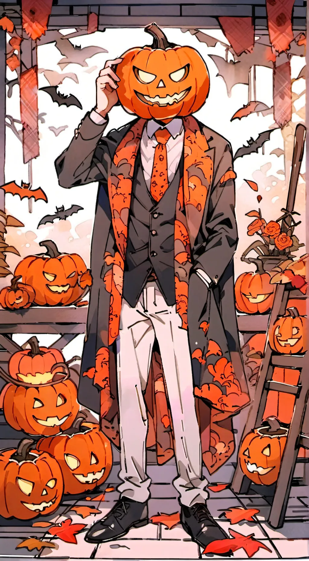 ai character: headless hores man background