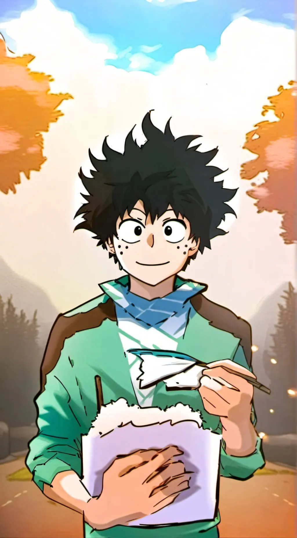 ai character: izuku uꨄᥫ᭡ᜊᰔᩚ♡ background