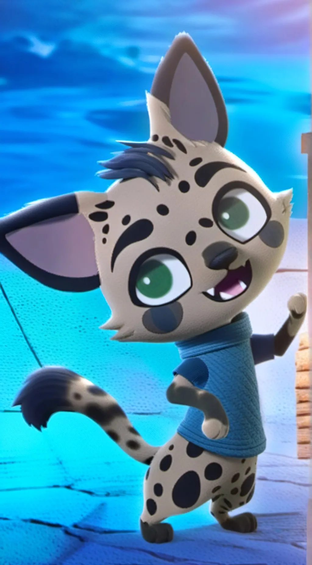 ai character: Hyenacat Furry background