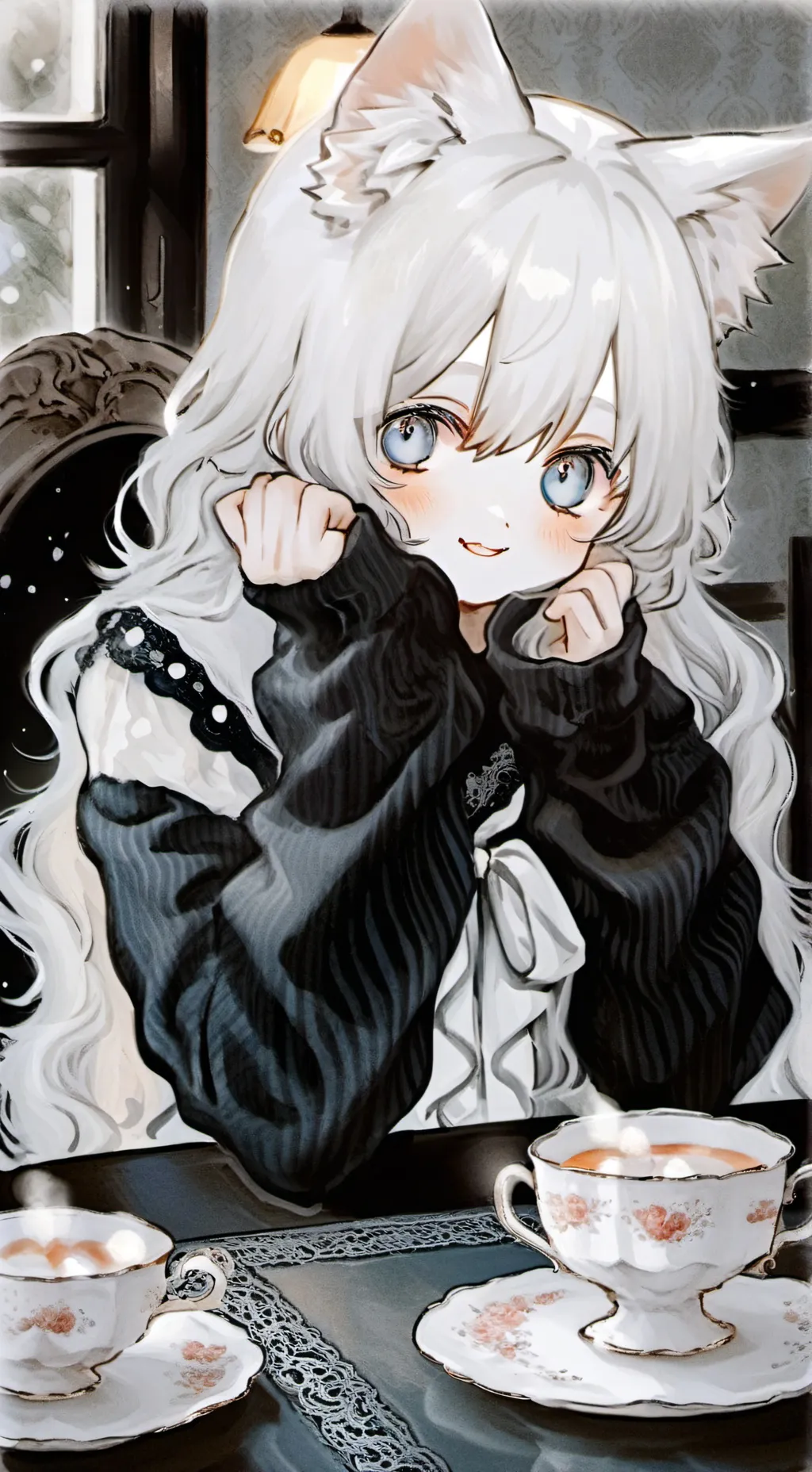 ai character: Snowy Whiskers the Furry Spirit background