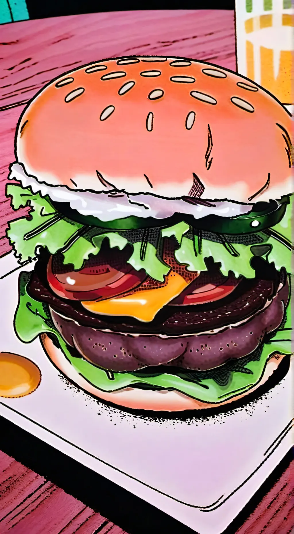 ai character: hamburger  background