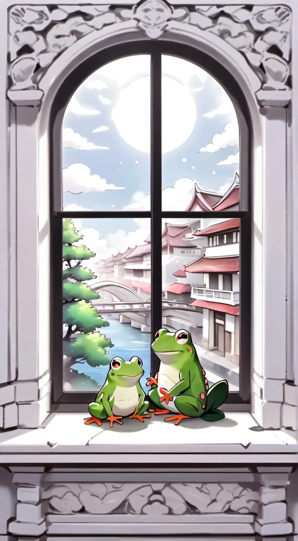 ai character: froggy on window!! background