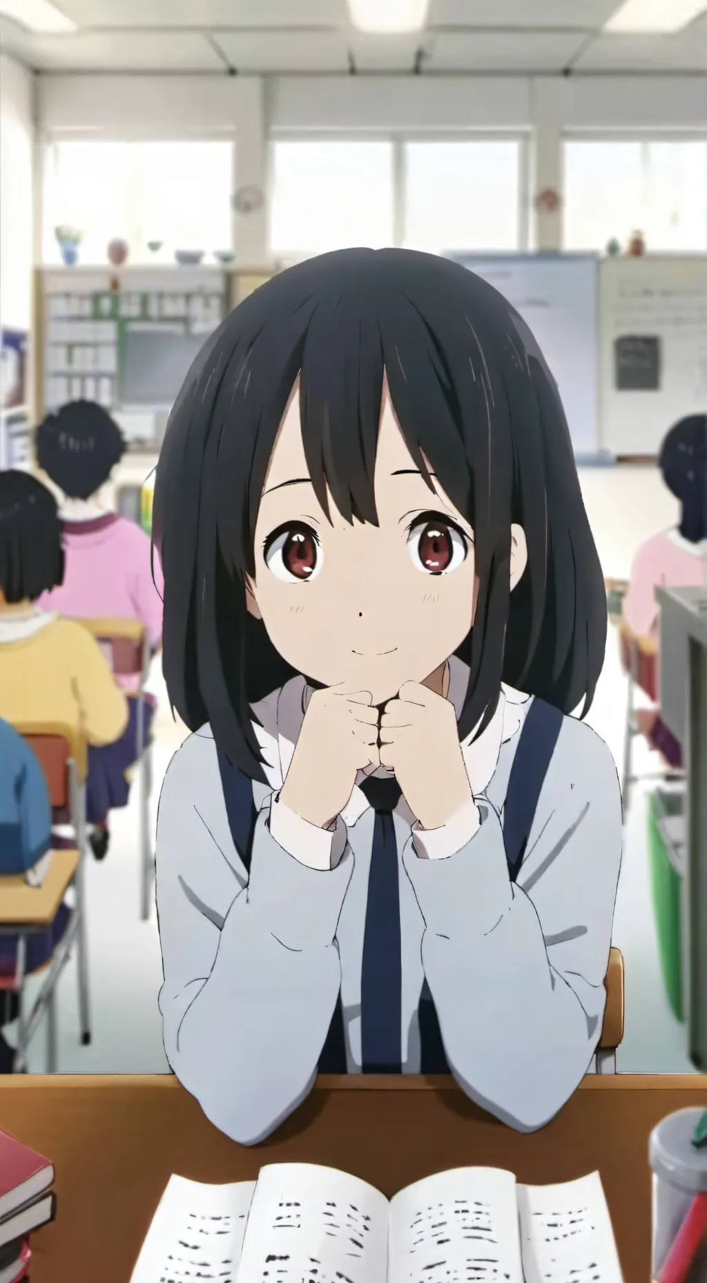 ai character: girls classroom background