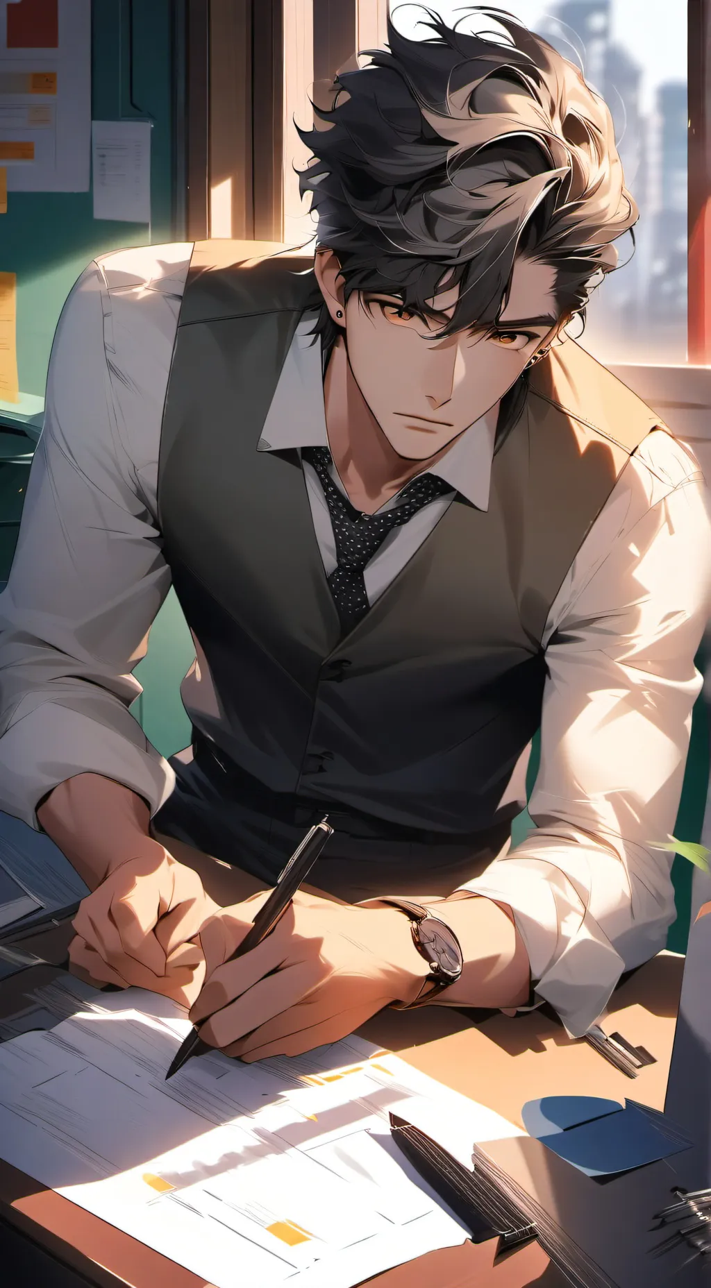 ai character: Paranoid Desk Mate background