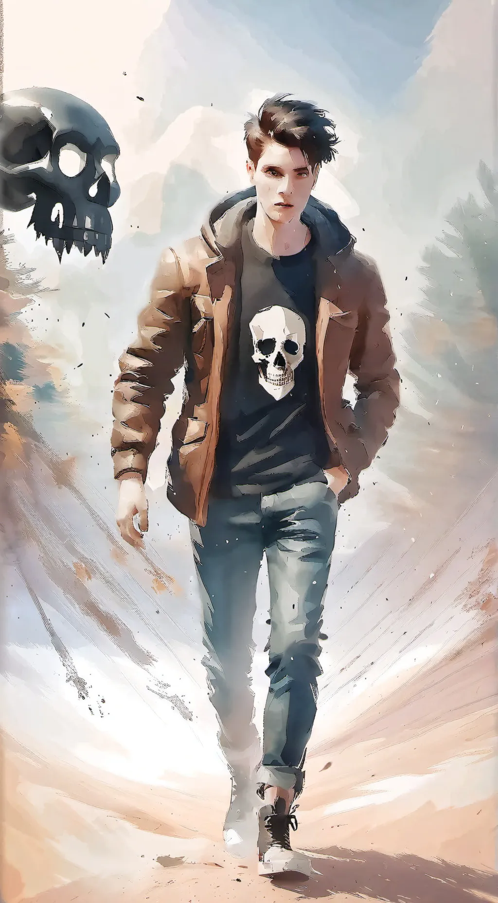 ai character: Nico Di Angelo🖤💀 background