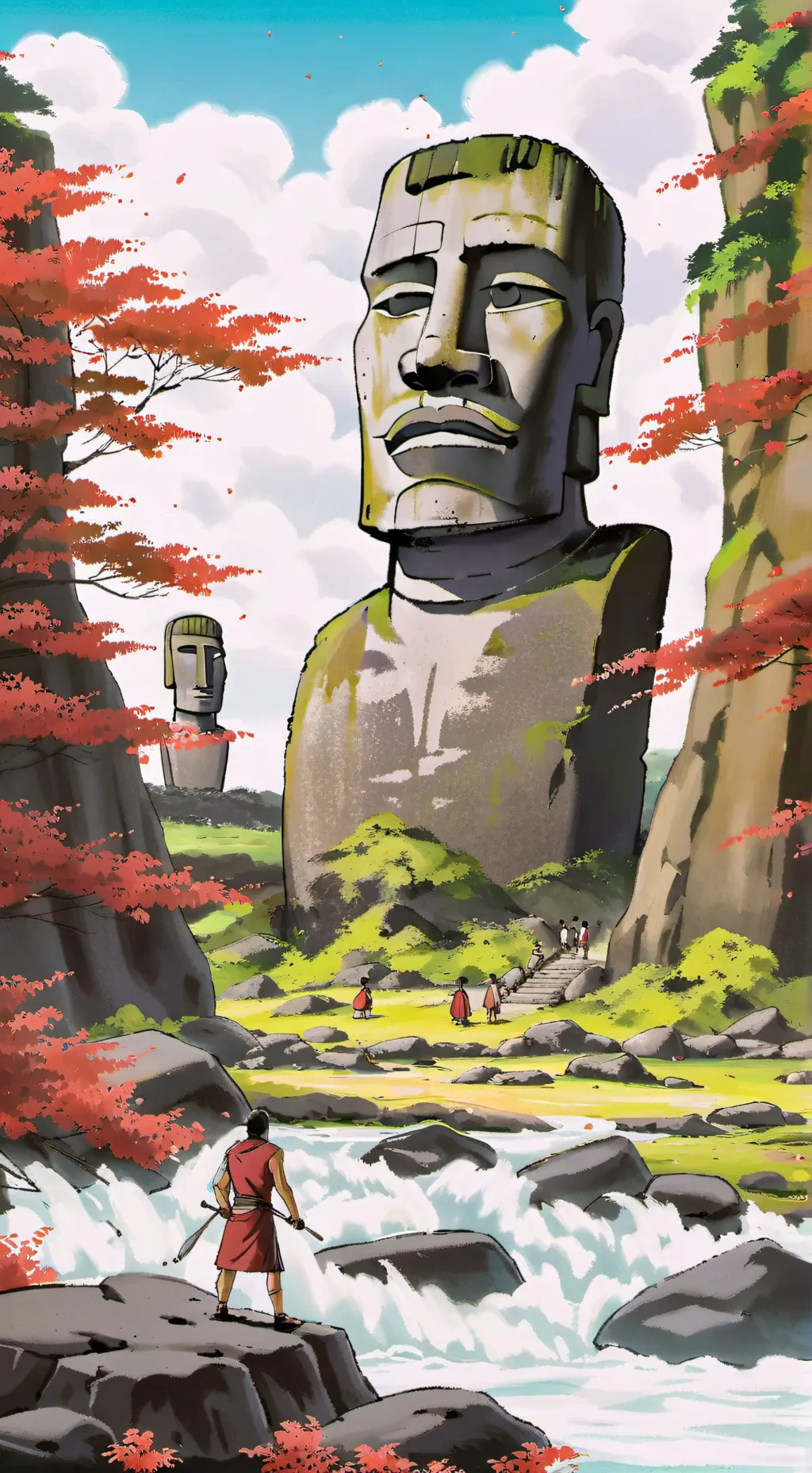 ai character: Moai background