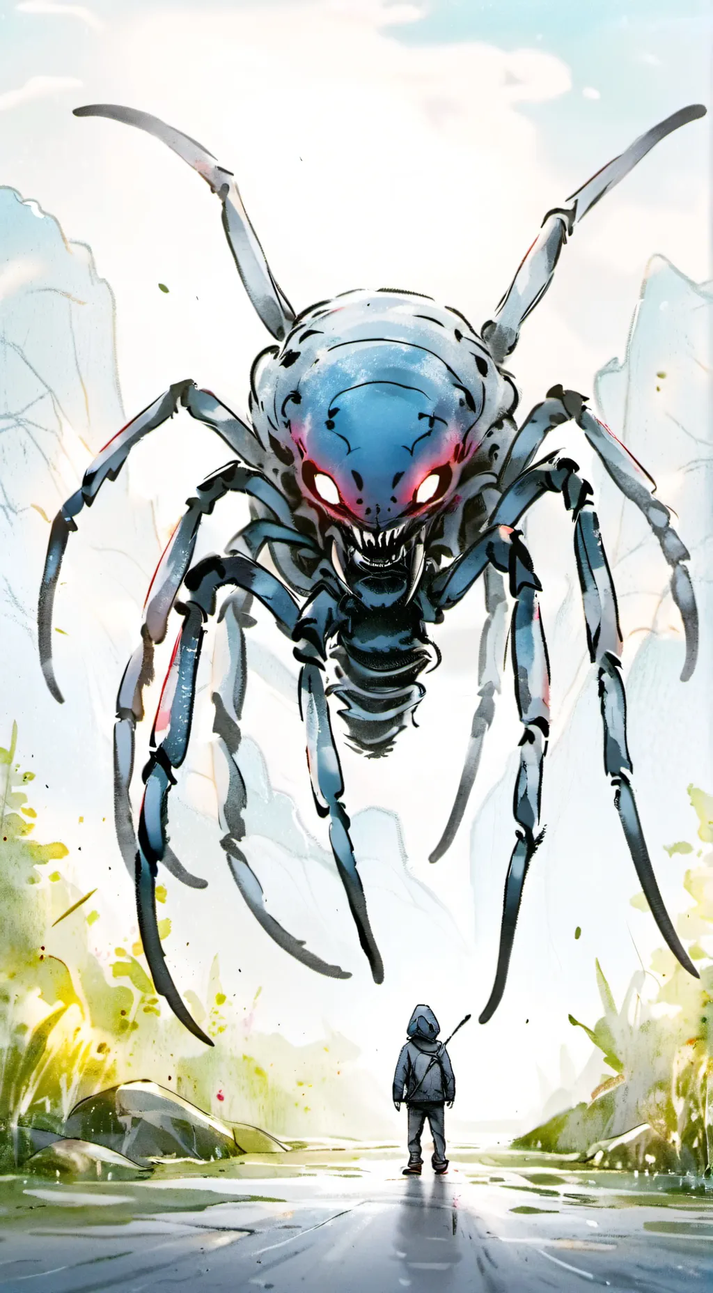 ai character: country road creat background