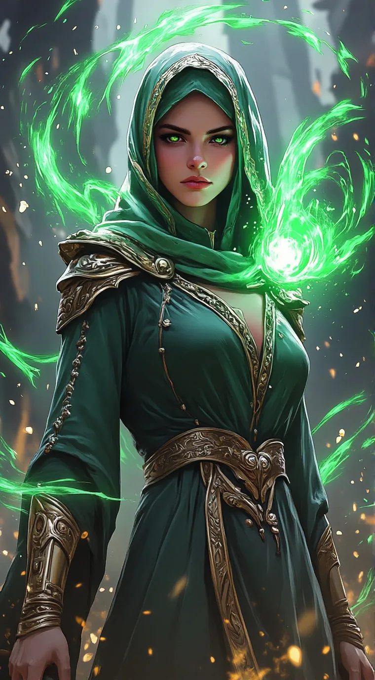 ai character: Emerald background