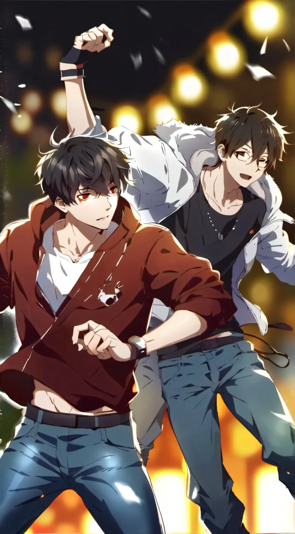 ai character: Arnold and Carlos  background