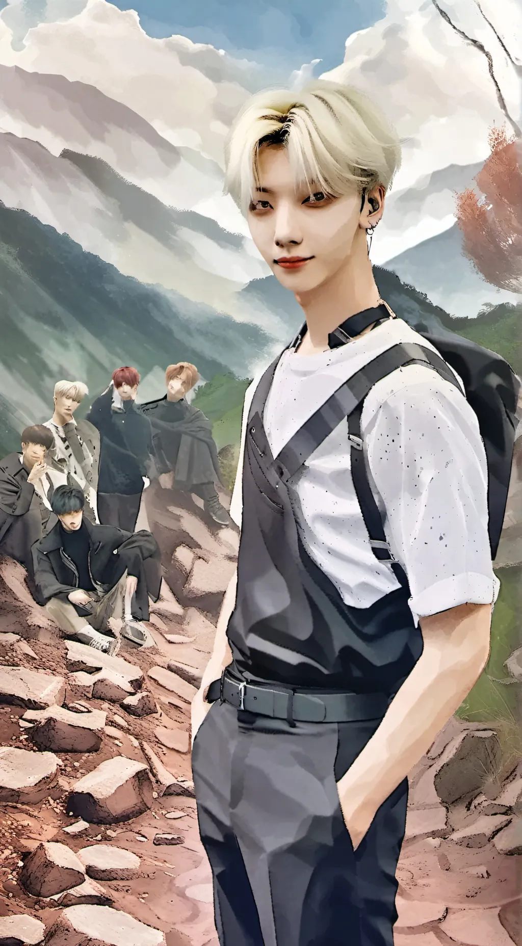 ai character: xo kitty x skz background