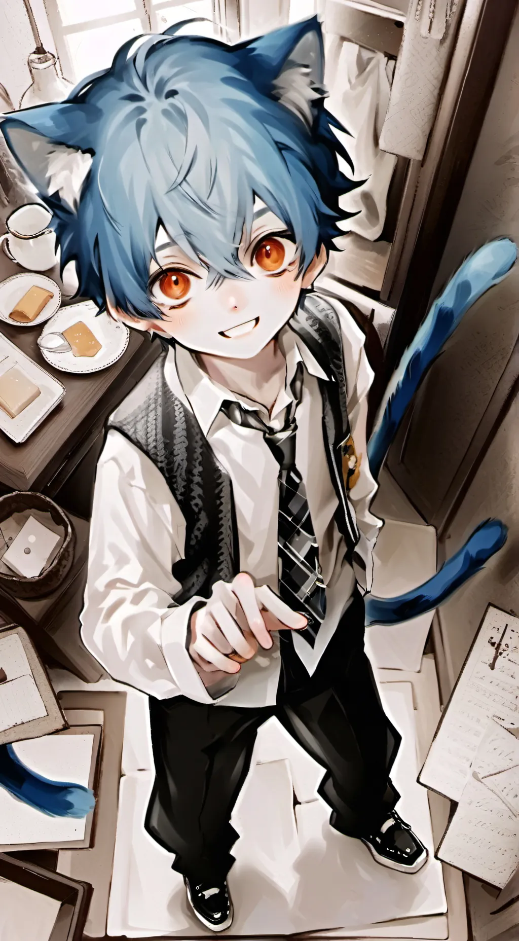 ai character: Blue Spirit Feline background