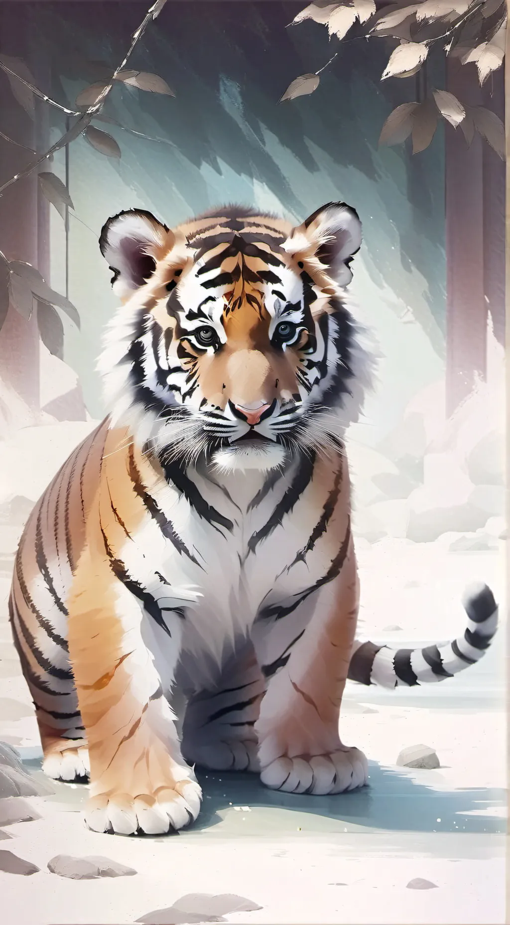 ai character: fat tiger cub background