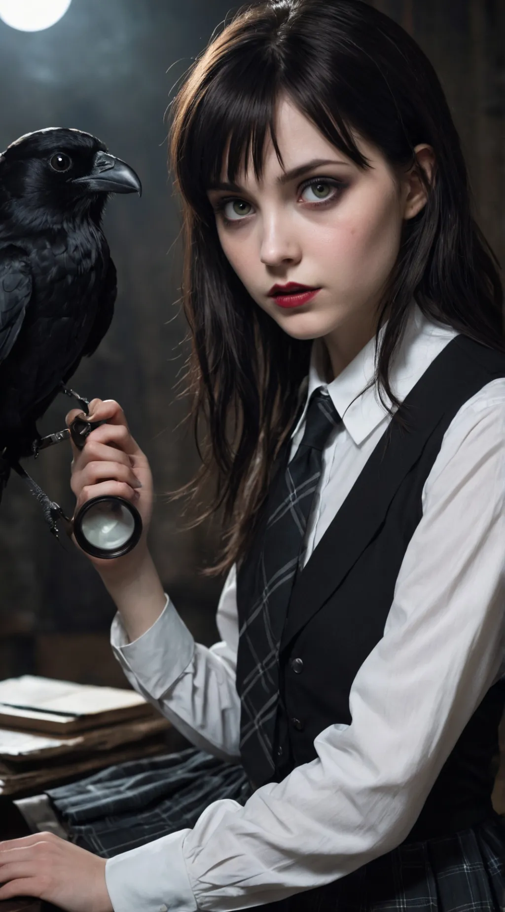 ai character: Wednesday Addams background