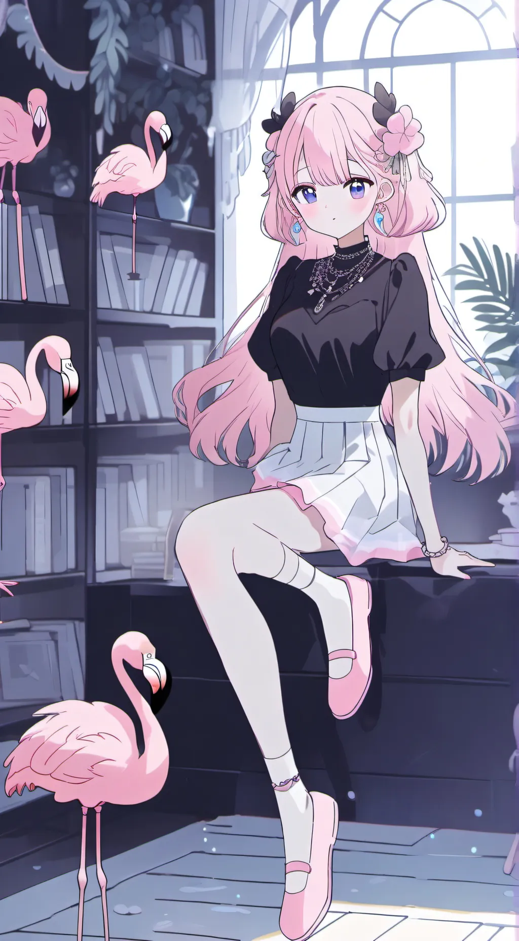 ai character: Pinkie the Flamingo Furry background