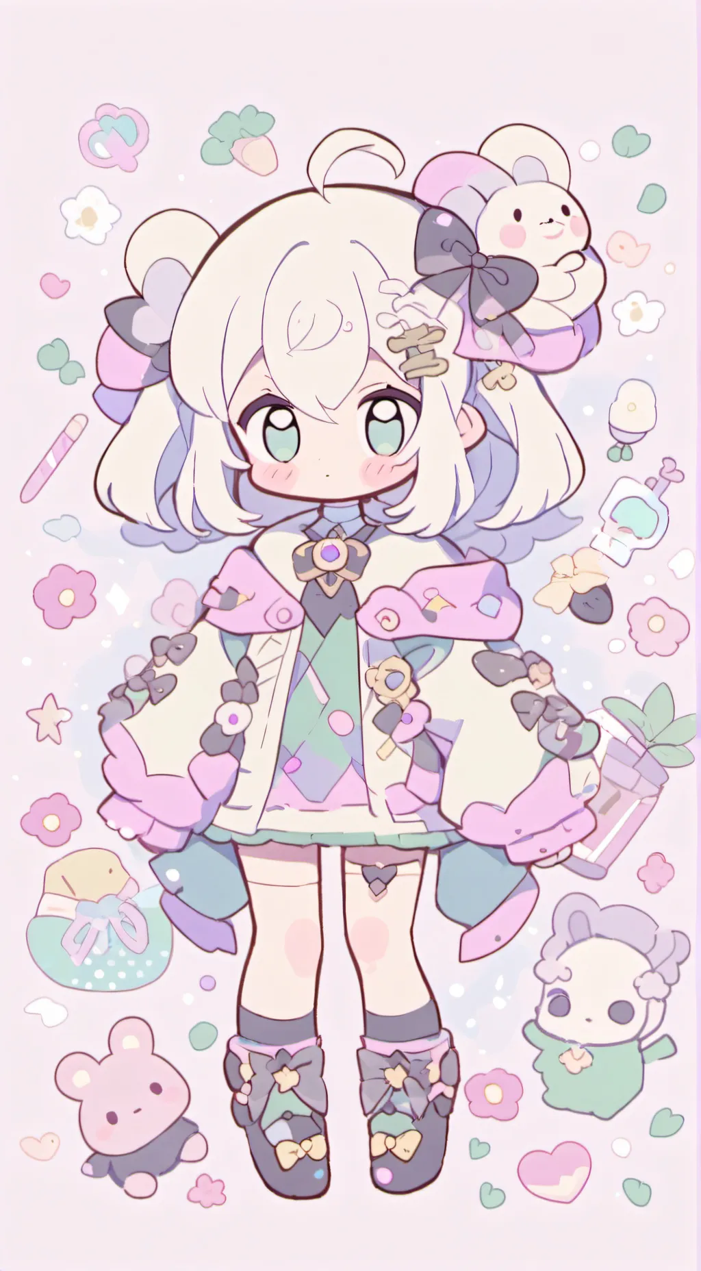 ai character: Sprout making cake background