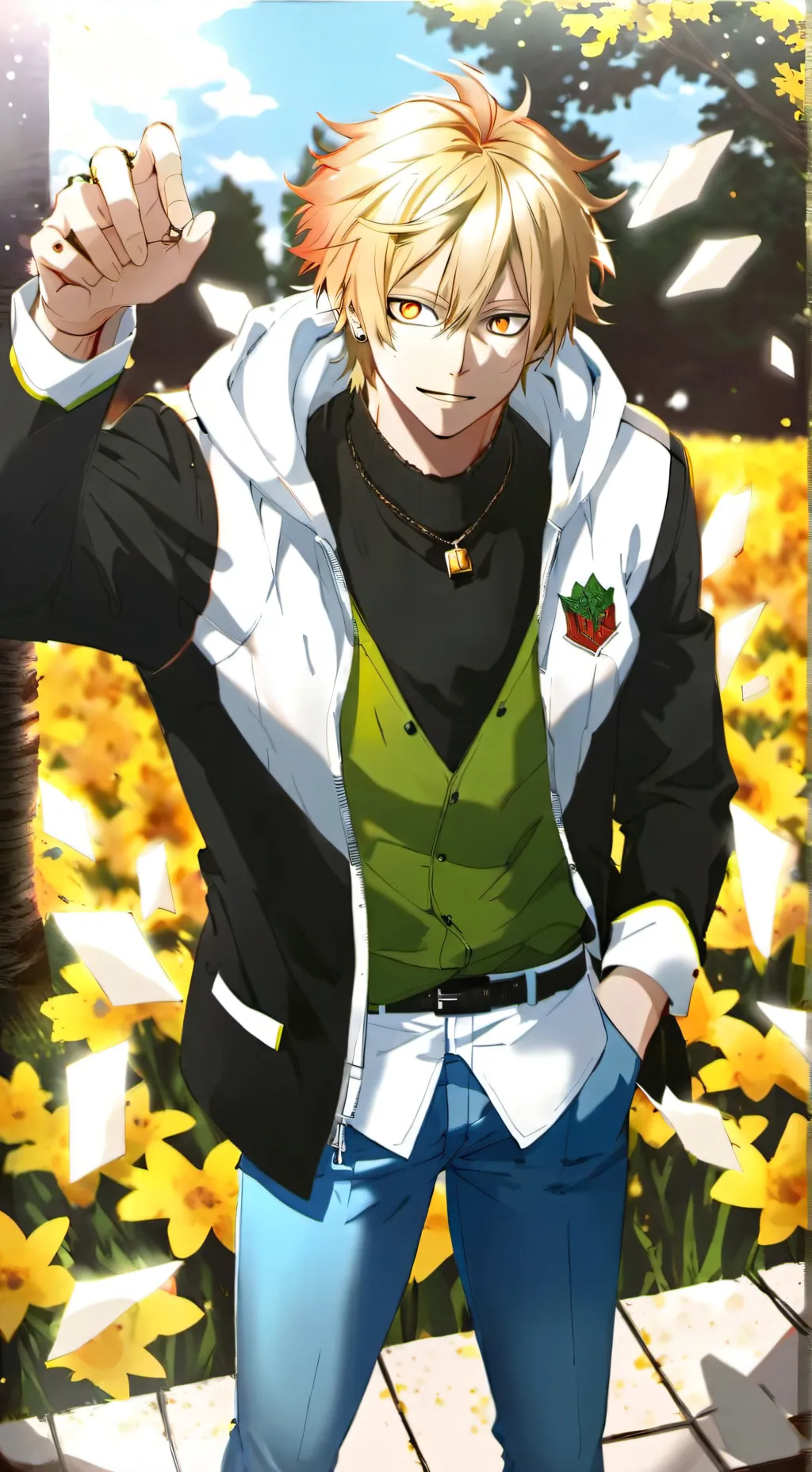 ai character: Bakugo walk background