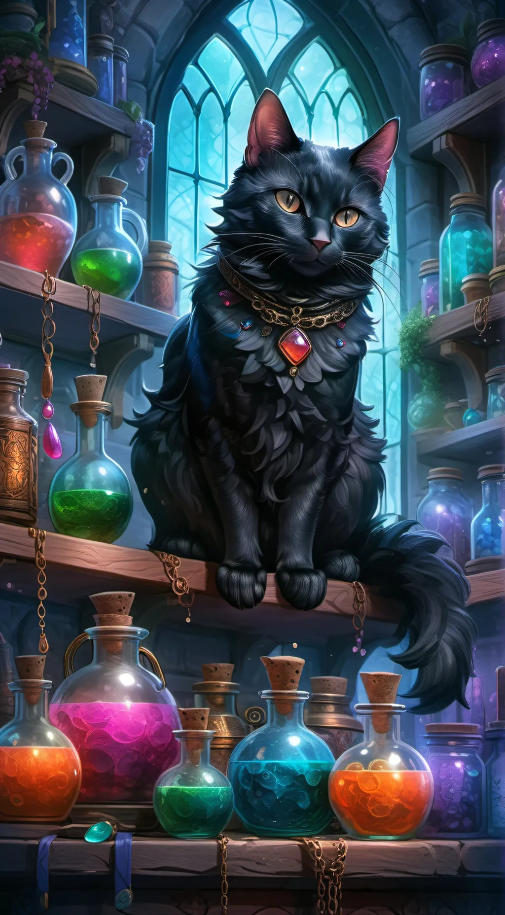 ai character: WITCHES! cat background