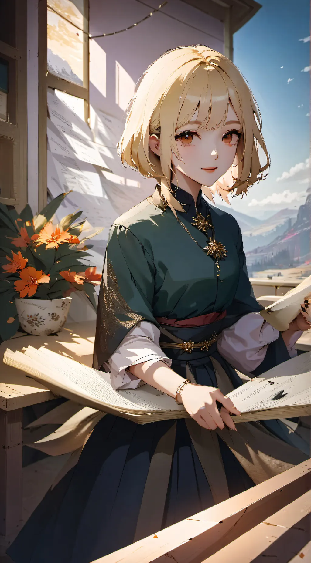 ai character: Geraldine  background