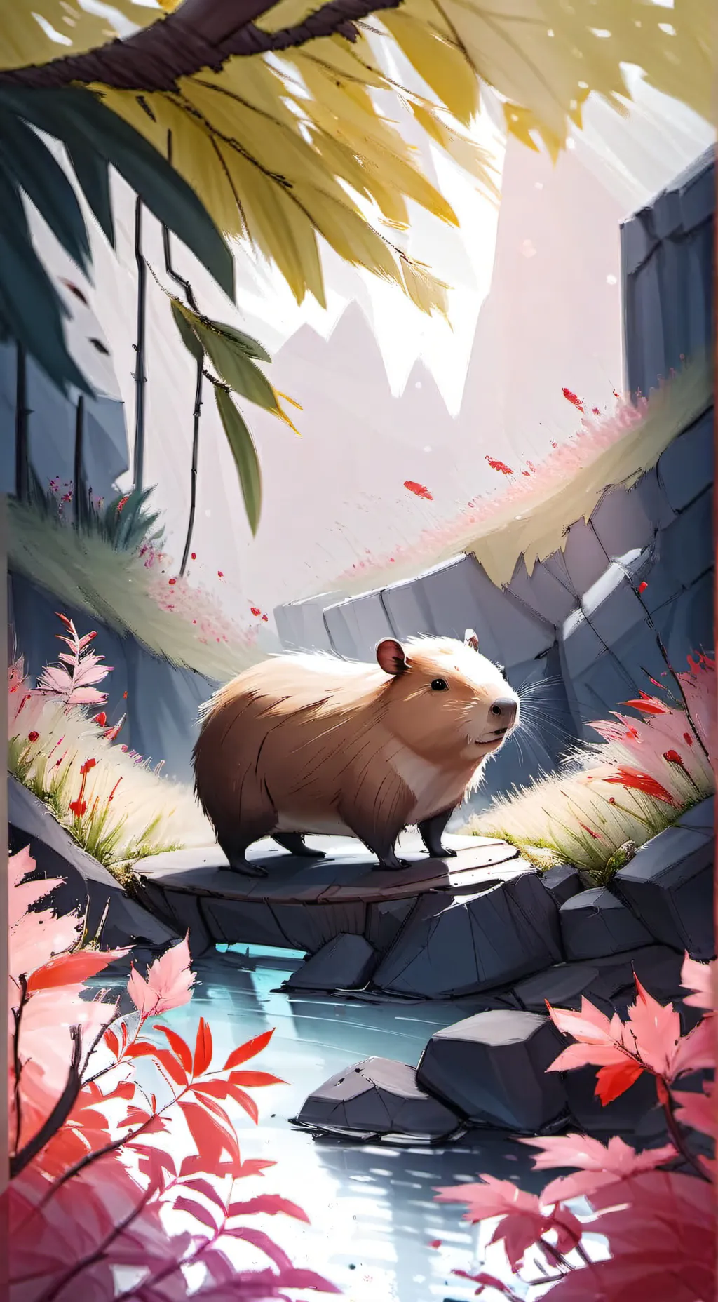 ai character: CAPYBARA VACATION background
