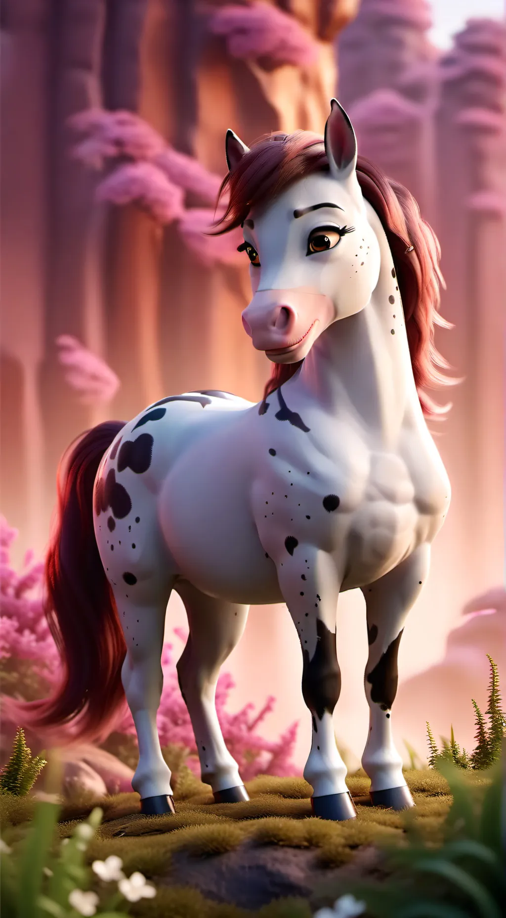 ai character: Female horse  background