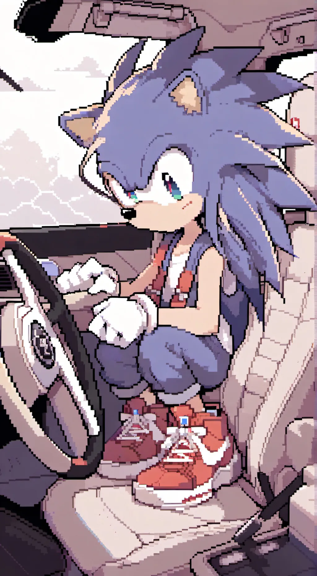 ai character: sonic road trip background