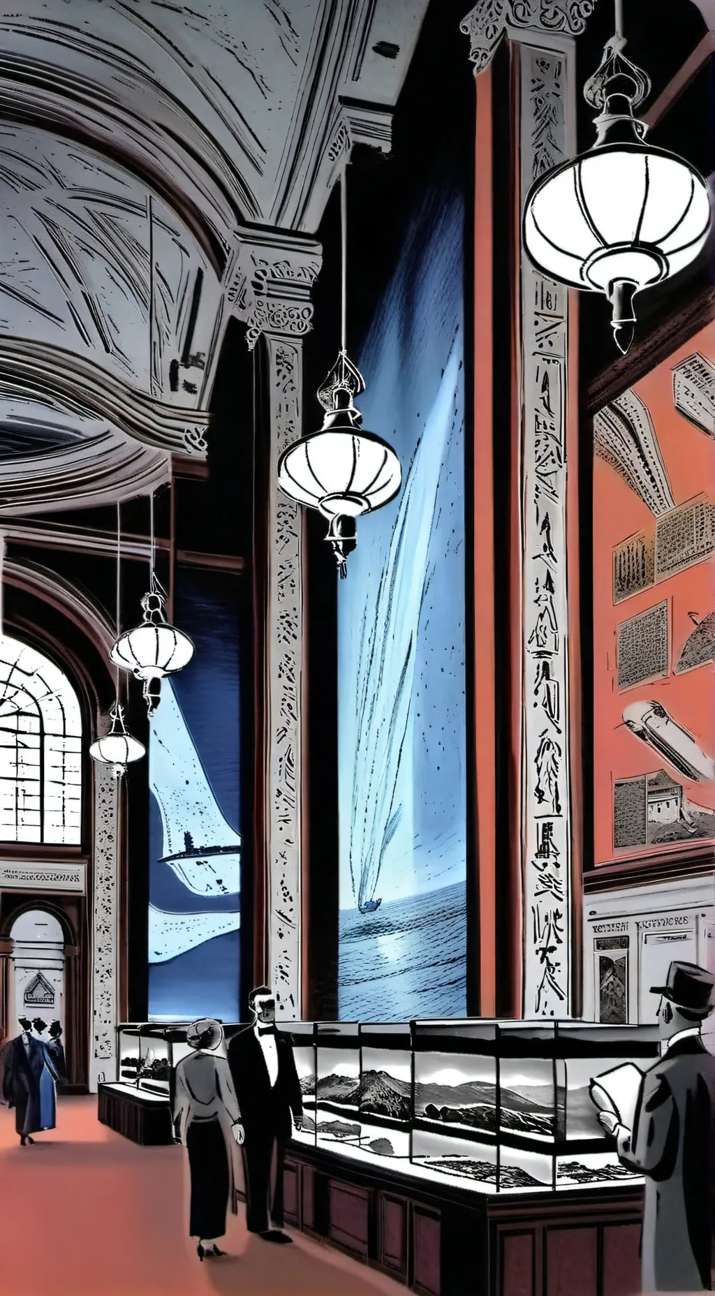 ai character: mona Lisa hall background