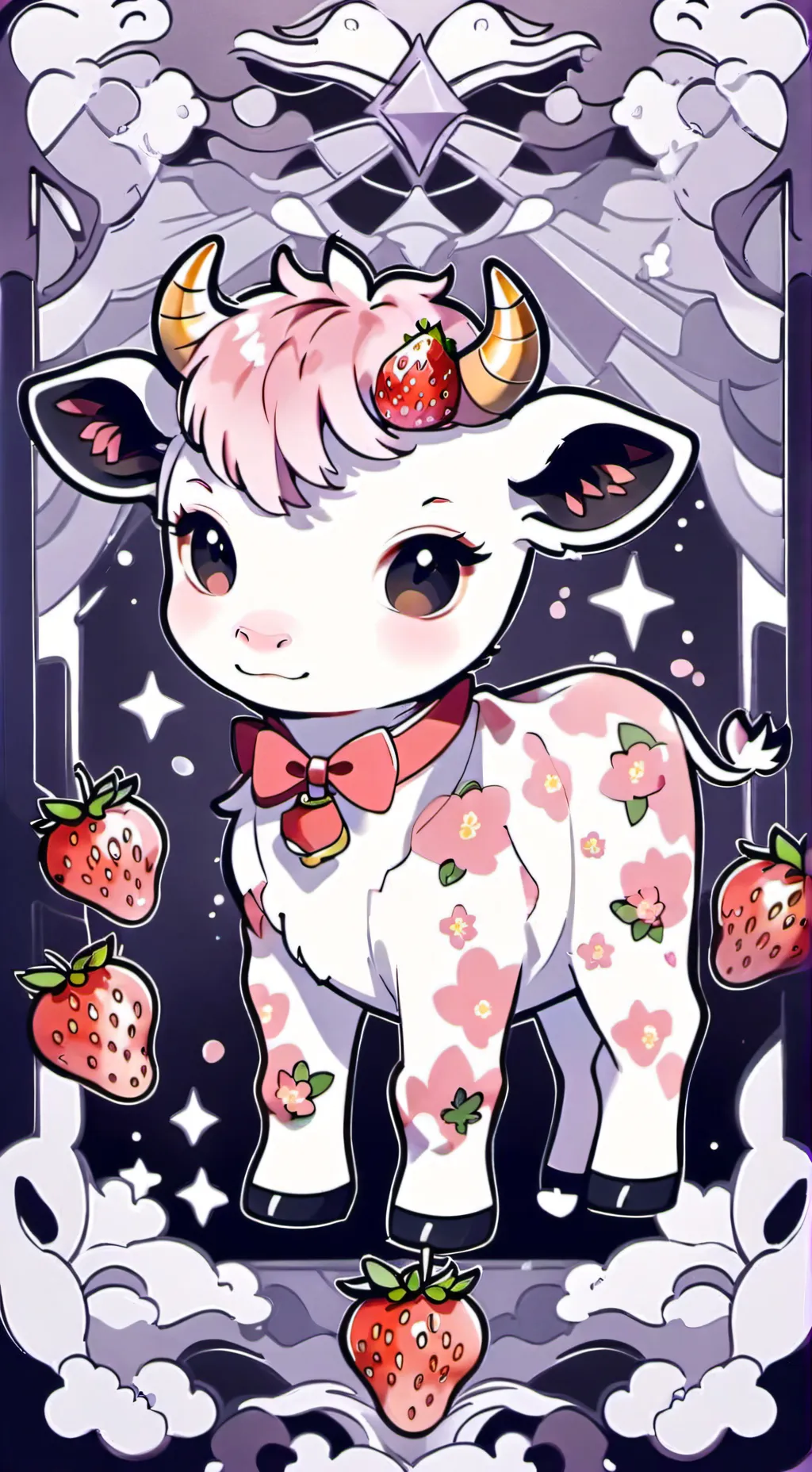 ai character: the strawberry cow background