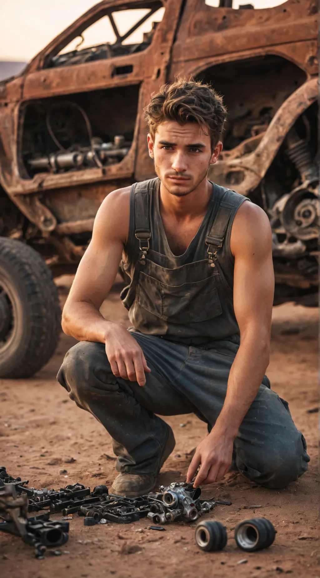 ai character: Desert Mechanic background