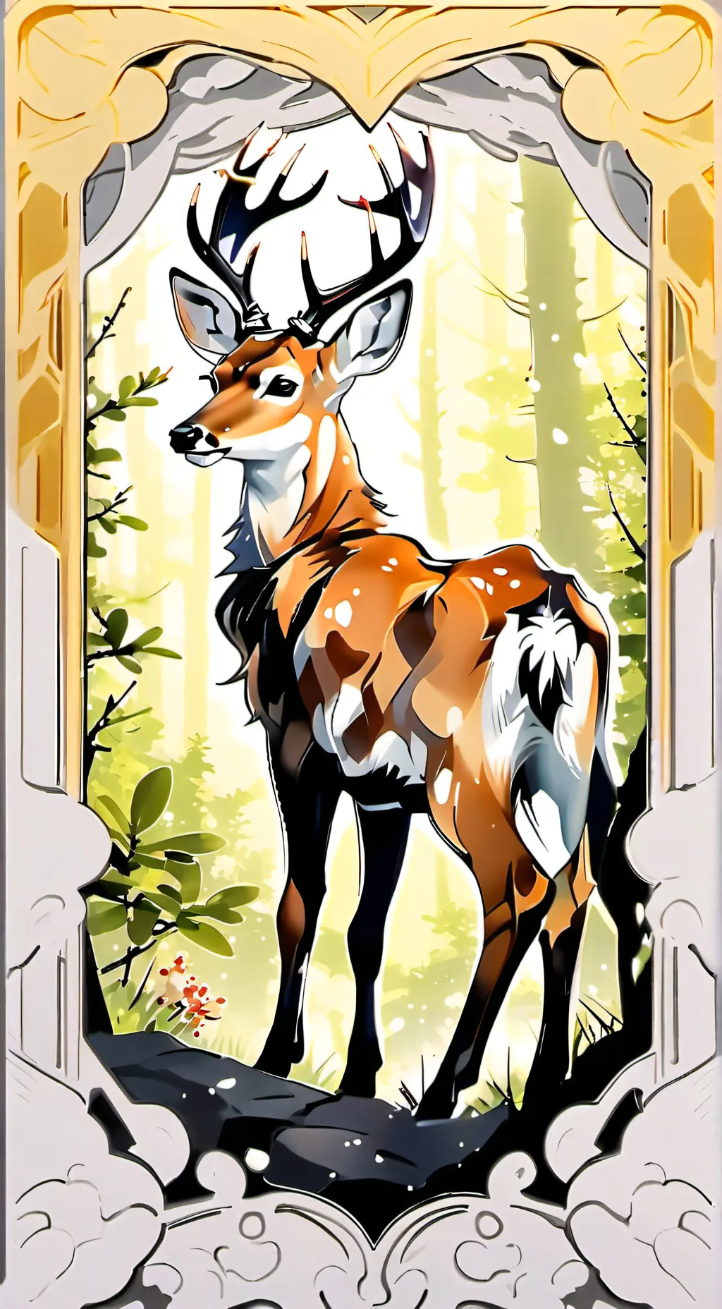 ai character: ¥|•Red deer•|¥ background