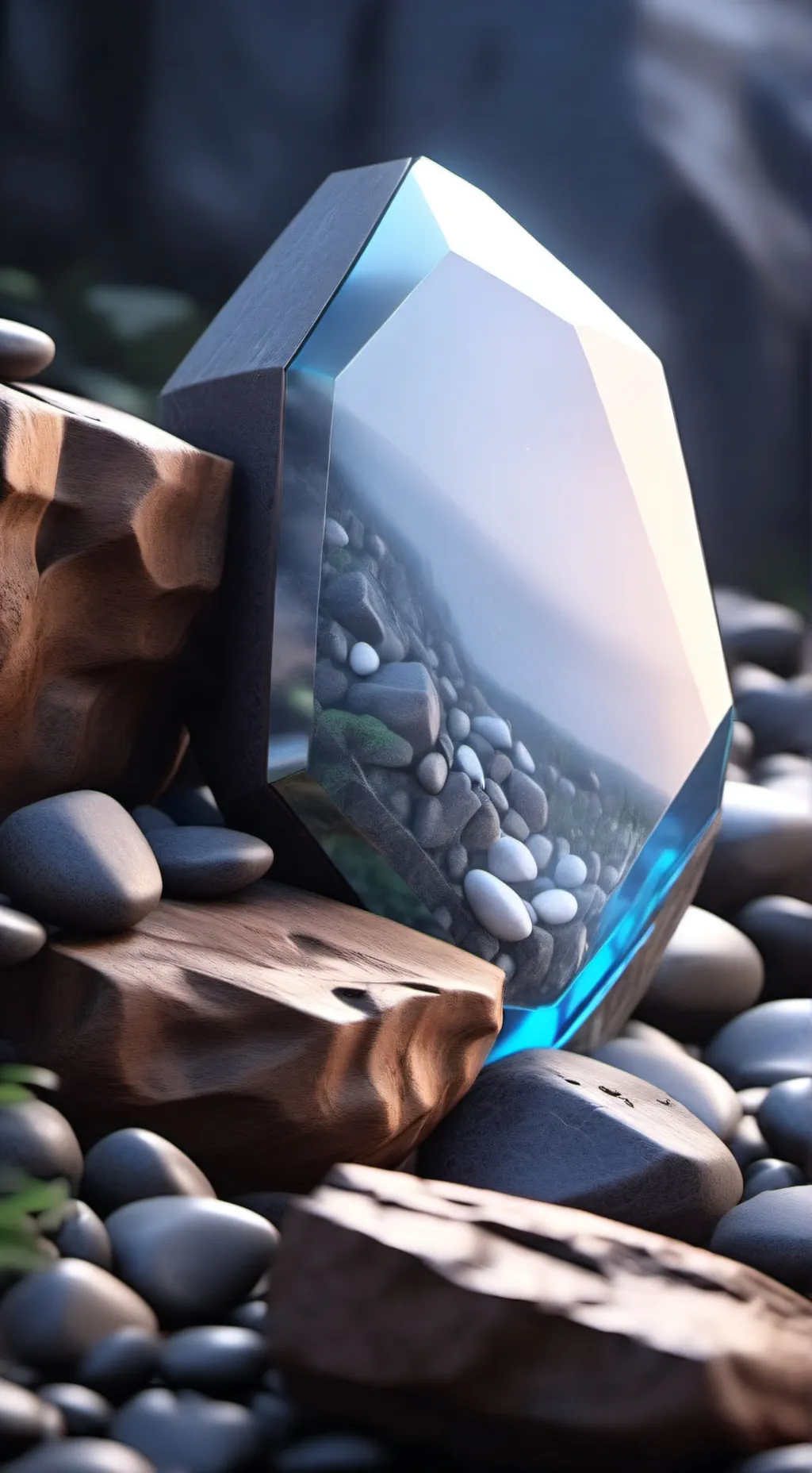 ai character: Pebble und coal background