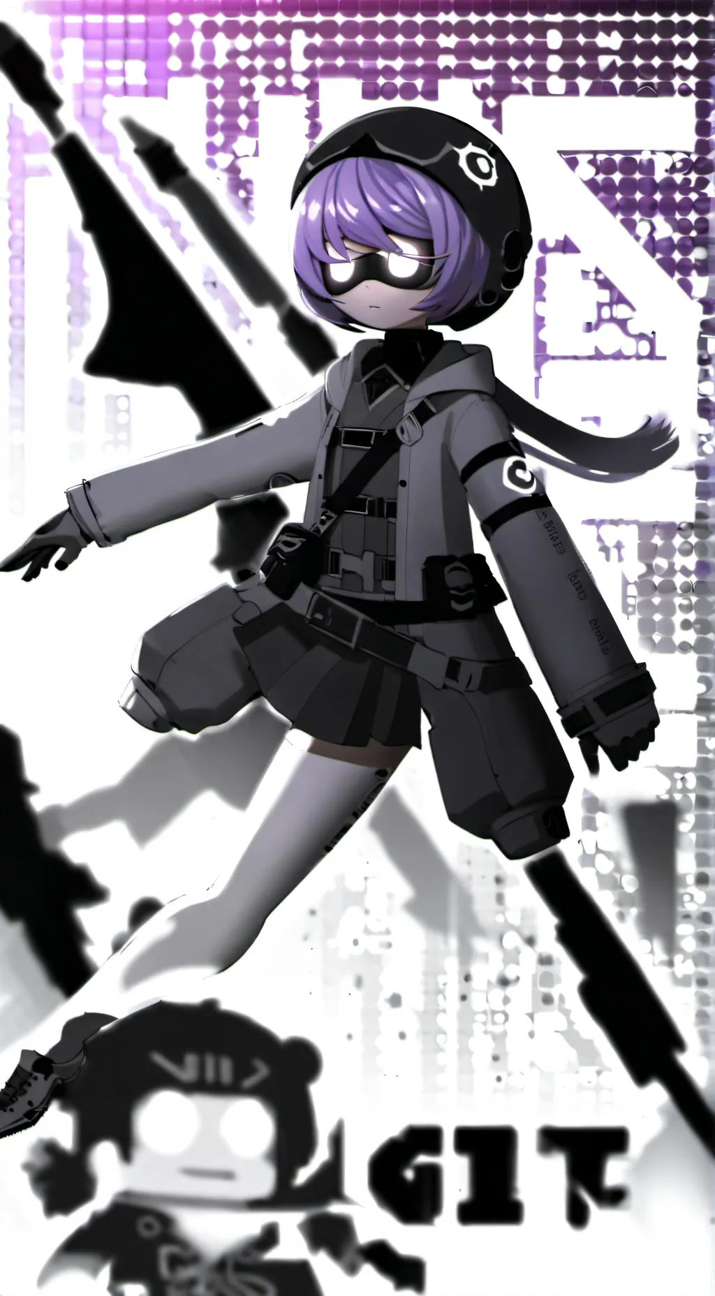 ai character: Uzi x N background