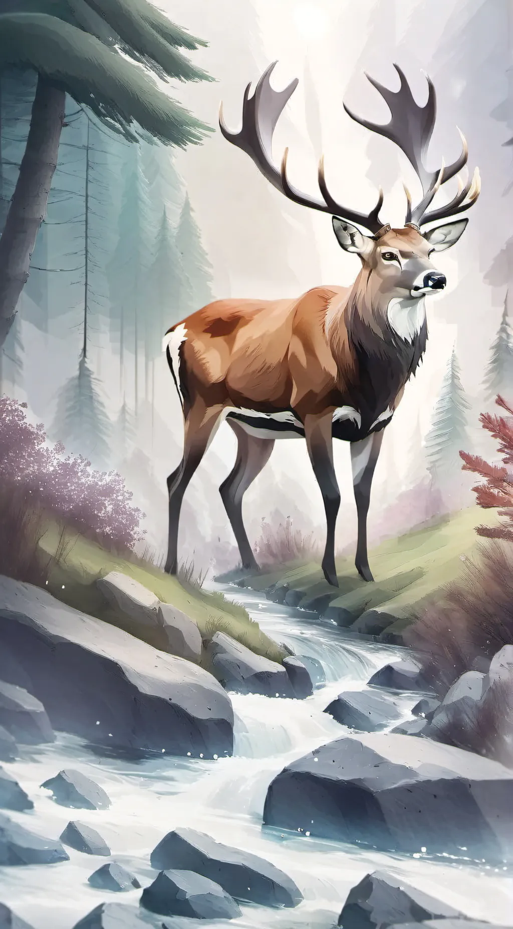 ai character: ¥|•Red deer•|¥ background
