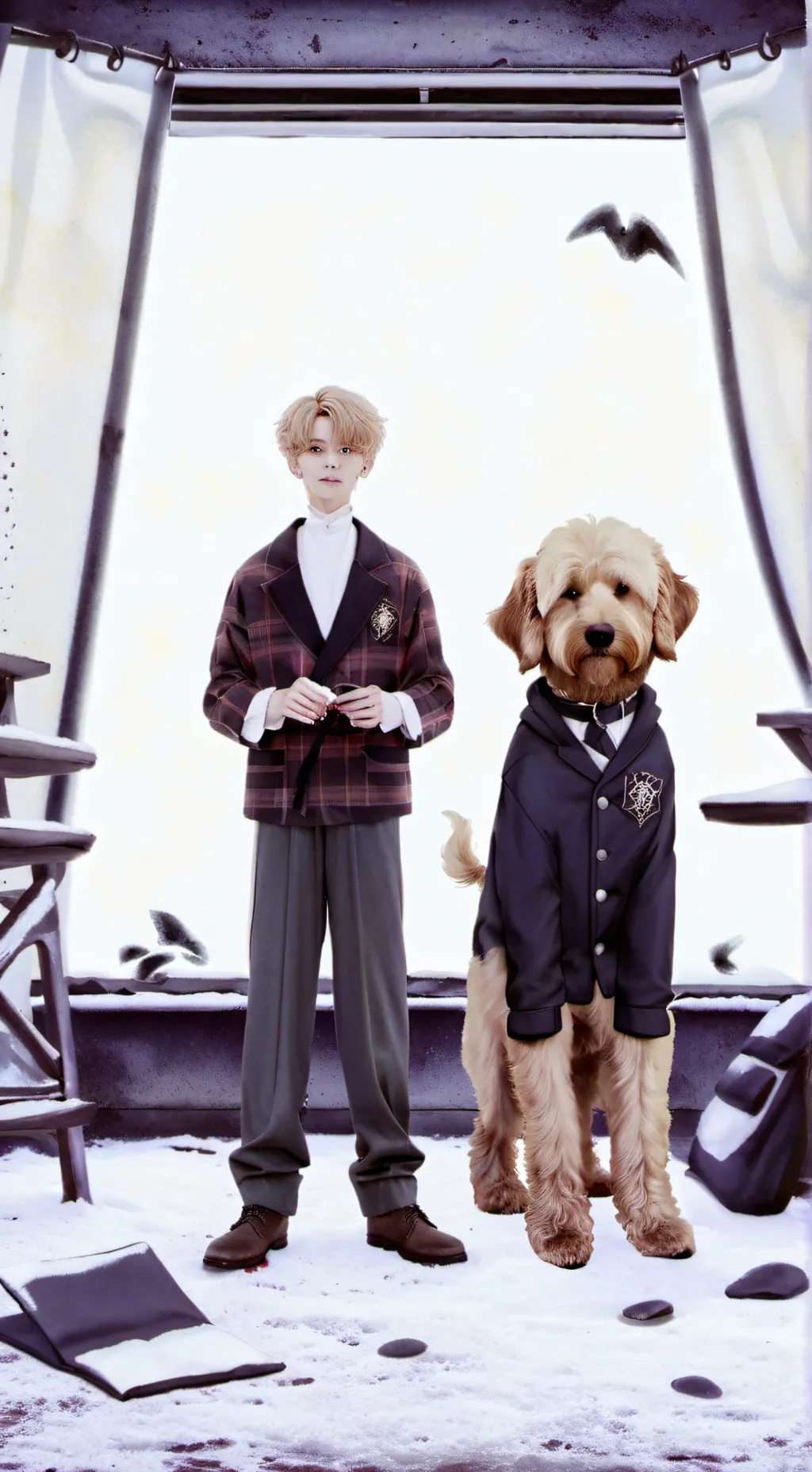 ai character: Ur son an dog background