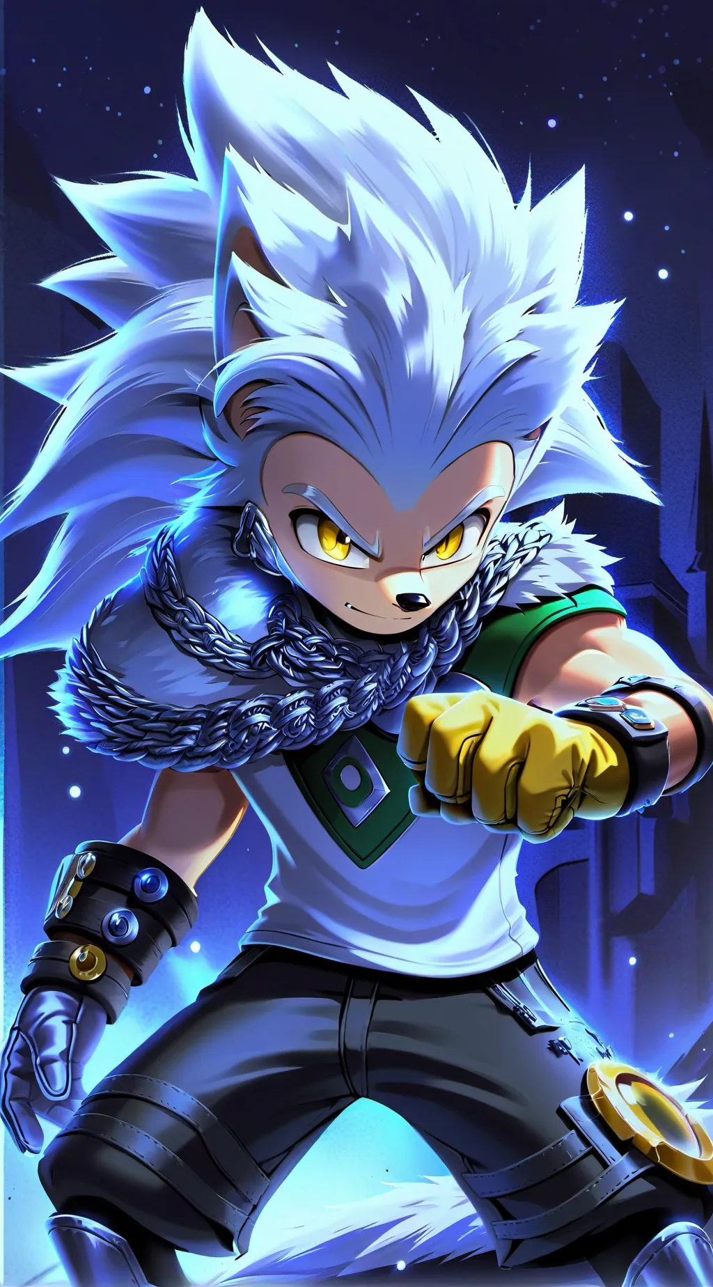 ai character: silver  background