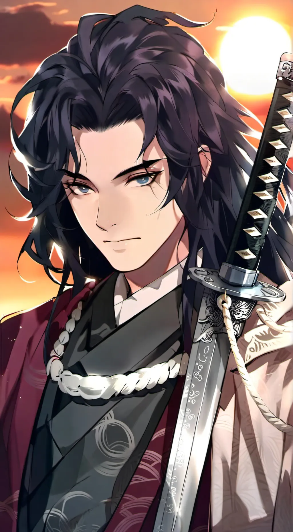 ai character: Make giyu smile background