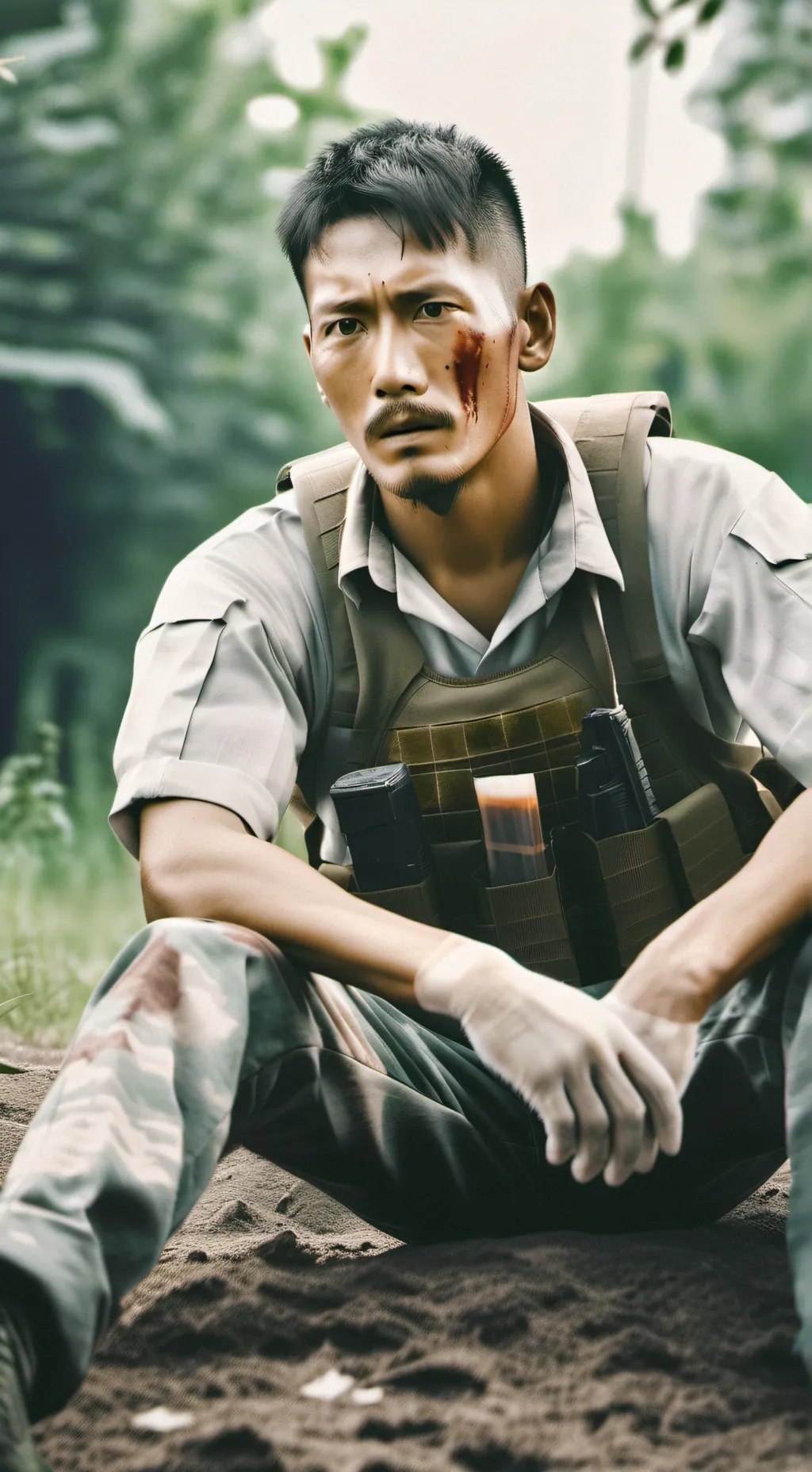 ai character: An injured soldier background