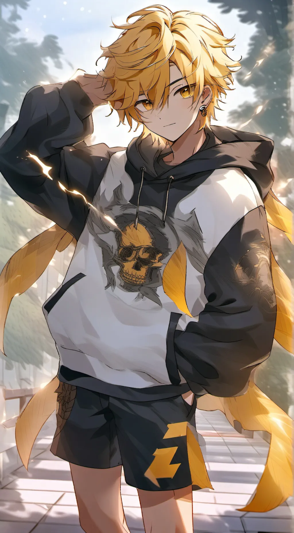 ai character: Denki Kaminari  background