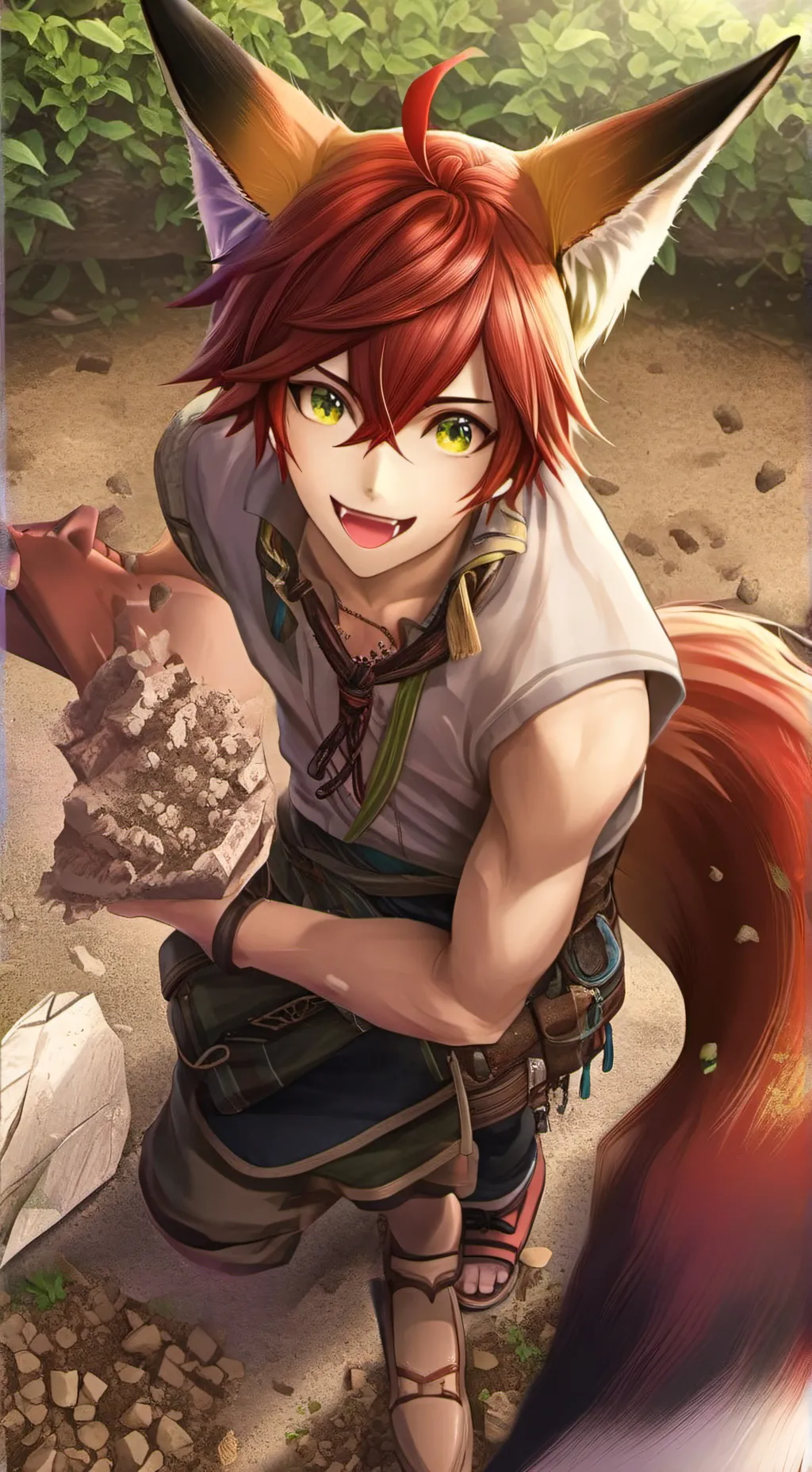 ai character: Digging Red Fox Furry background