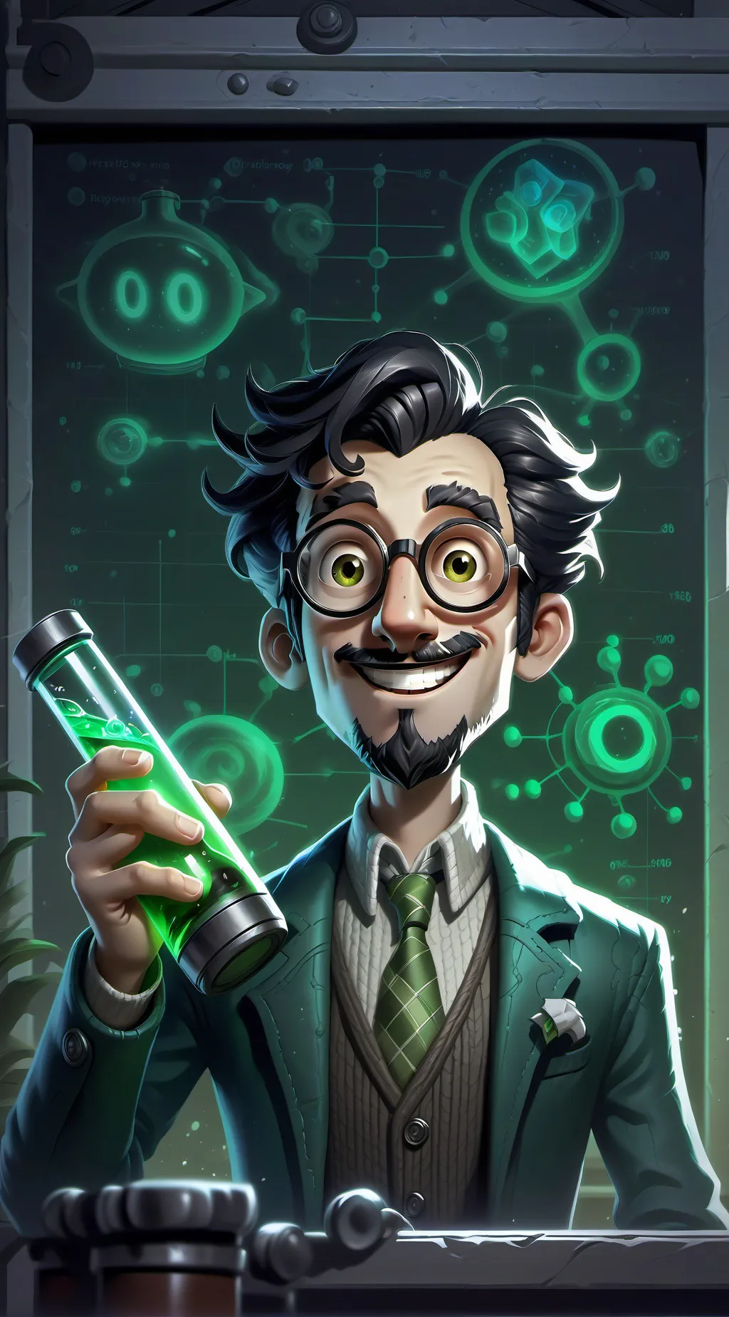 ai character: Dr. Meme-tastic background