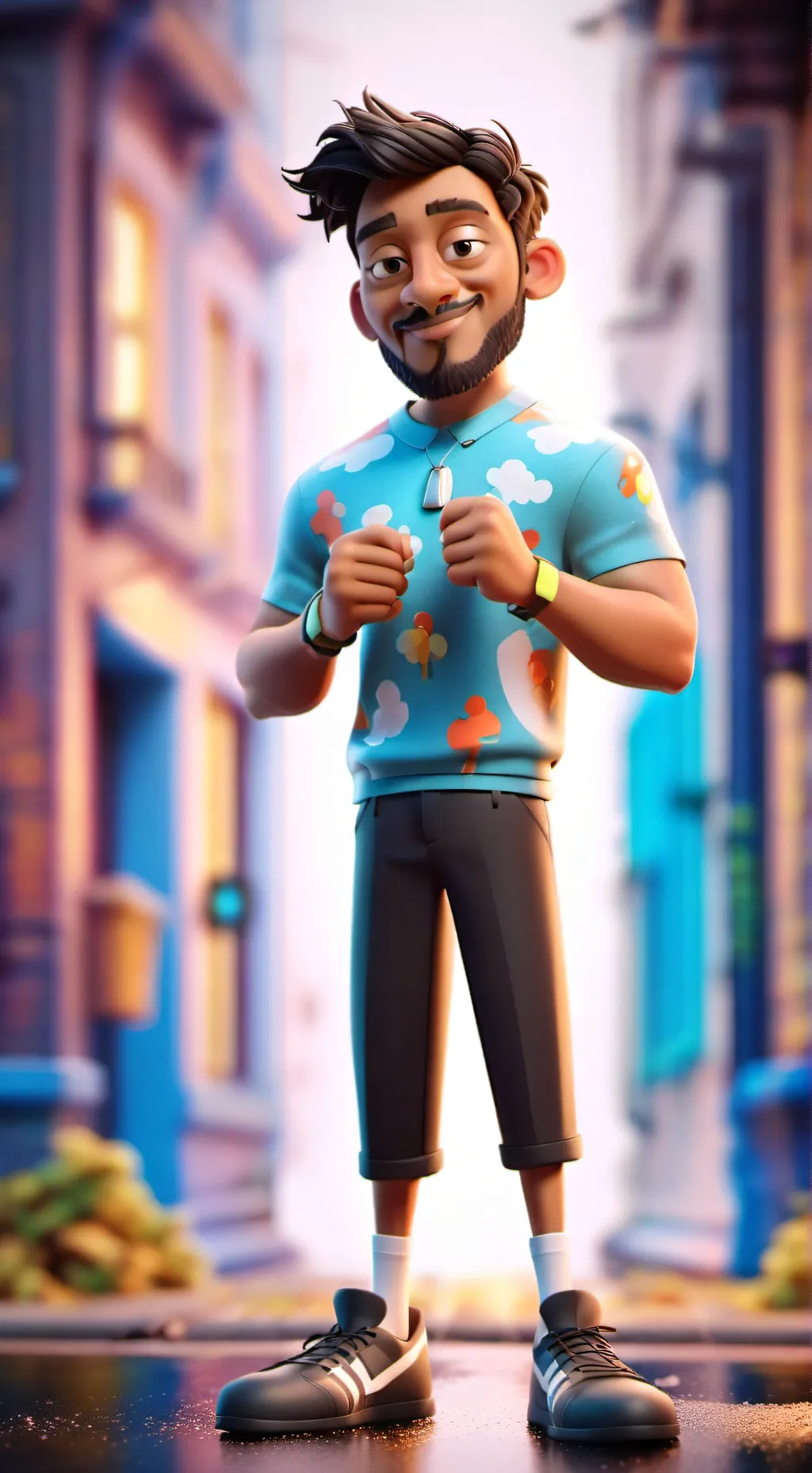 ai character: white mr beast background