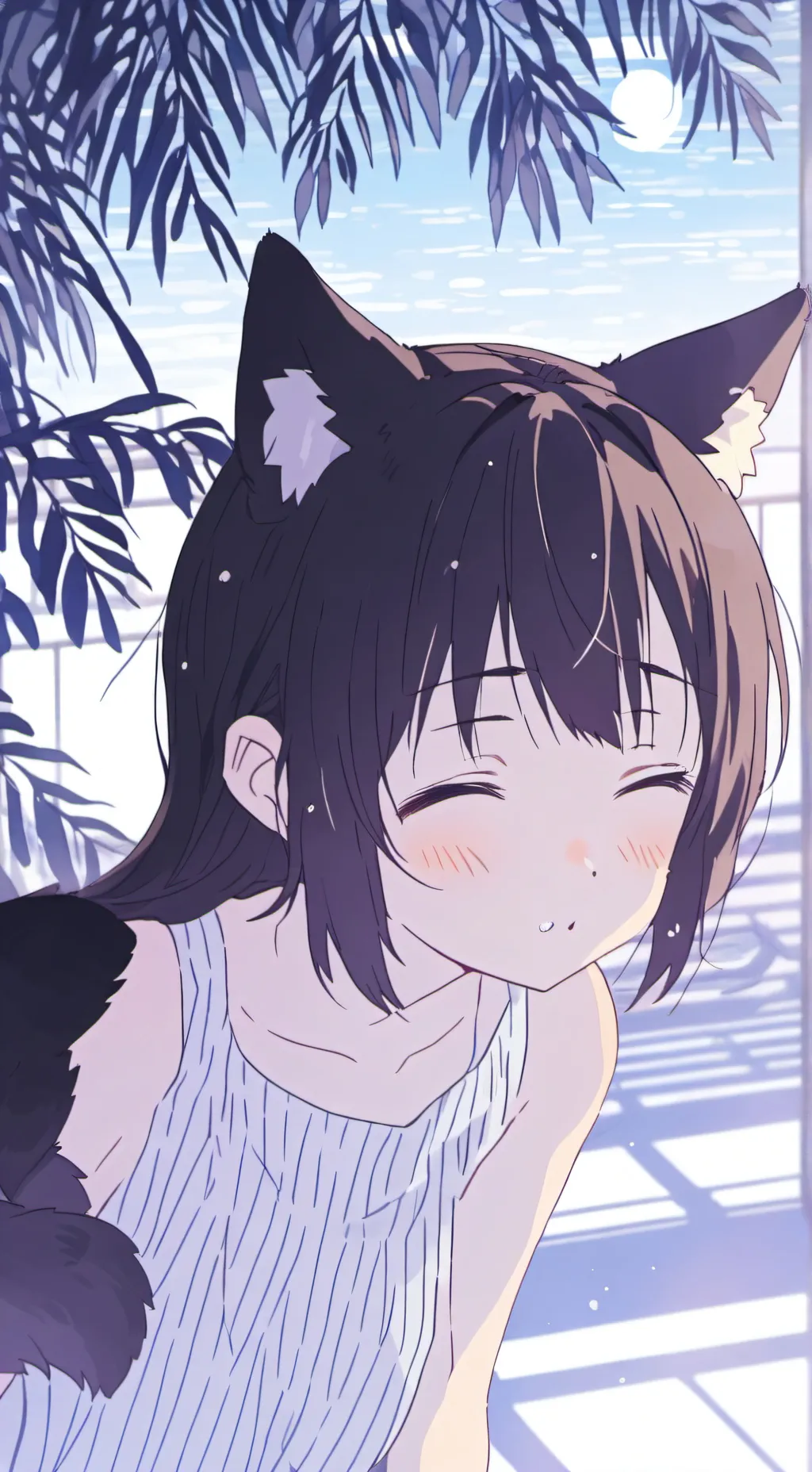 ai character: Sunny the Tortoiseshell Cat Spirit background