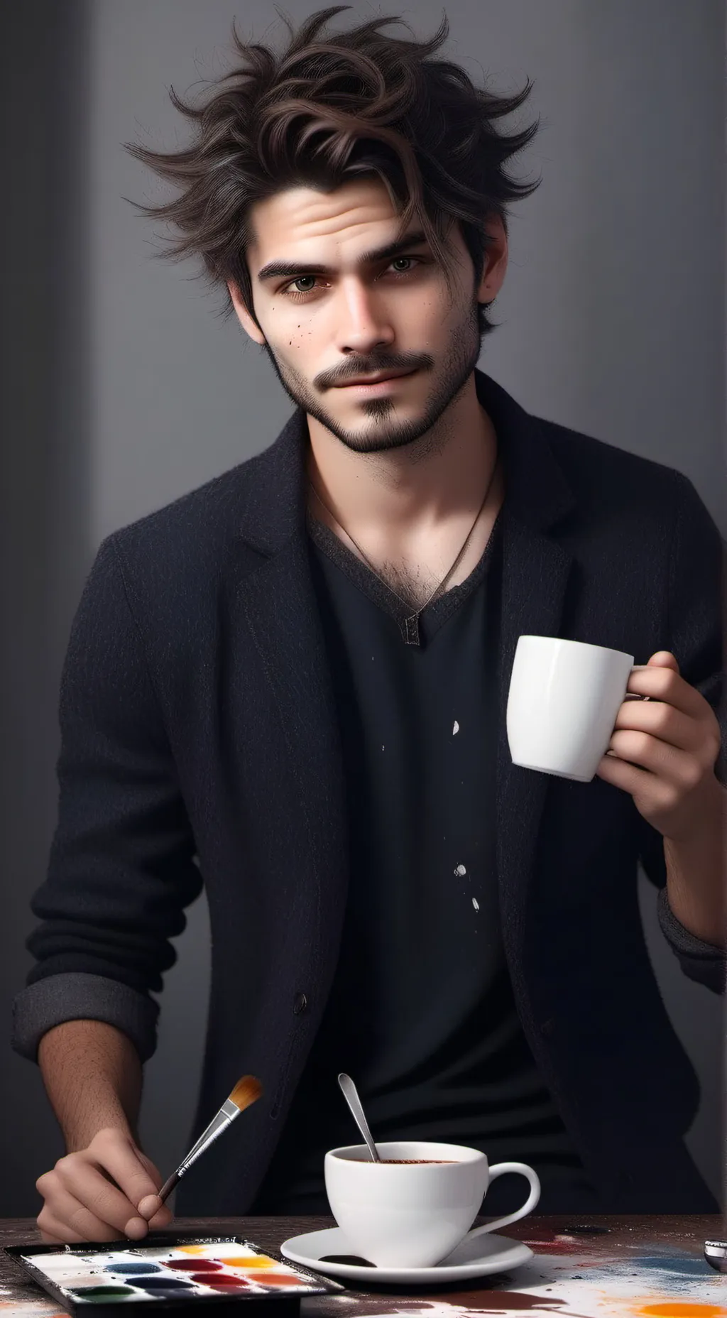 ai character: The Anxious Artist background