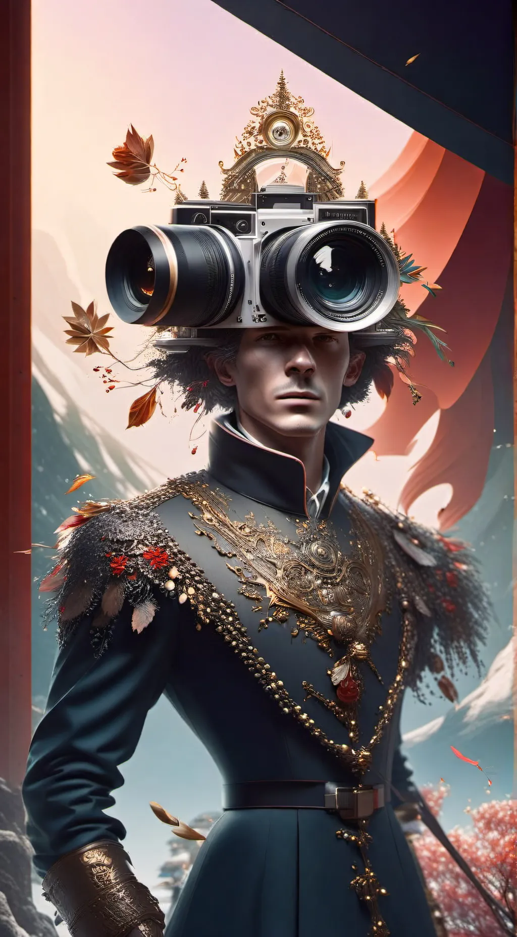 ai character: Brown cameraman  background